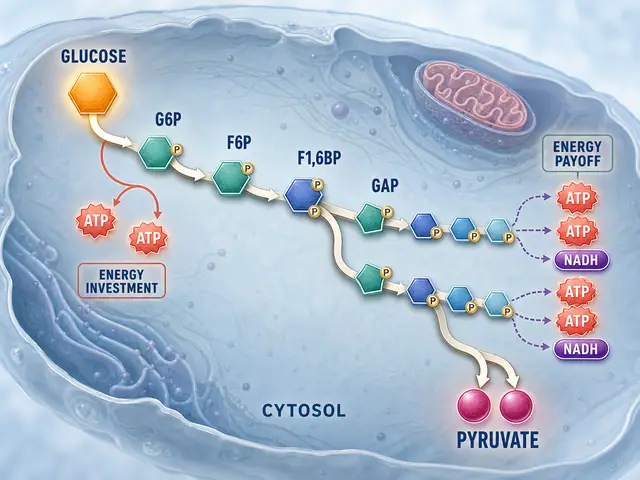 Scientific mechanism figure example: Glycolysis key nodes