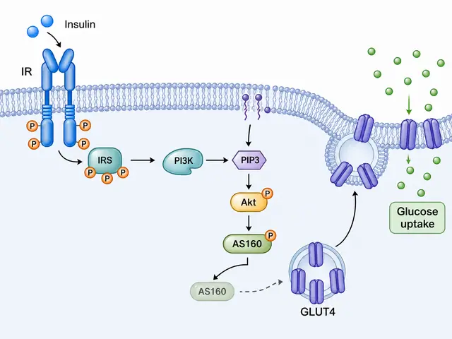 Scientific mechanism figure example: Insulin–glucose (classic)