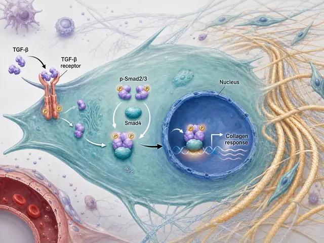 Scientific mechanism figure example: TGF-β–Smad pathway