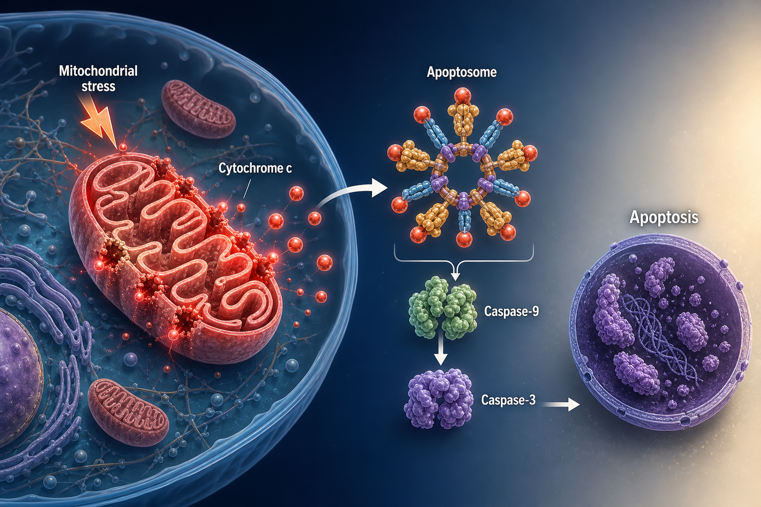 Mitochondrial Apoptosis Pathway Diagram example generated for a scientific mechanism figure page