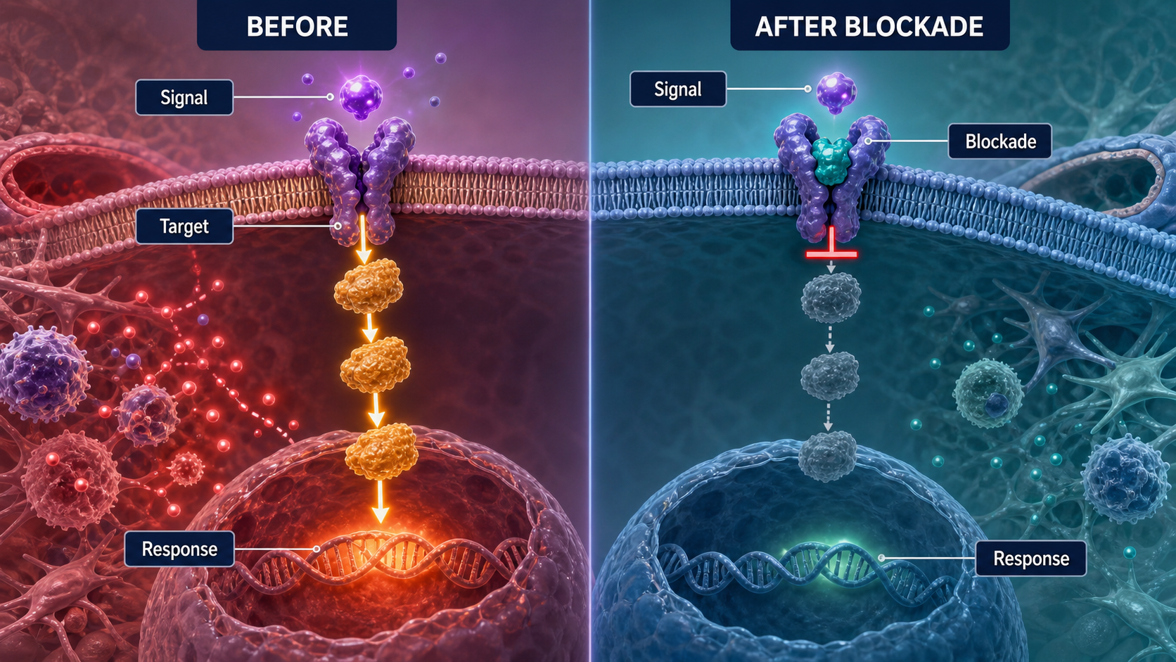 Pathway block before / after example generated for a scientific mechanism figure page