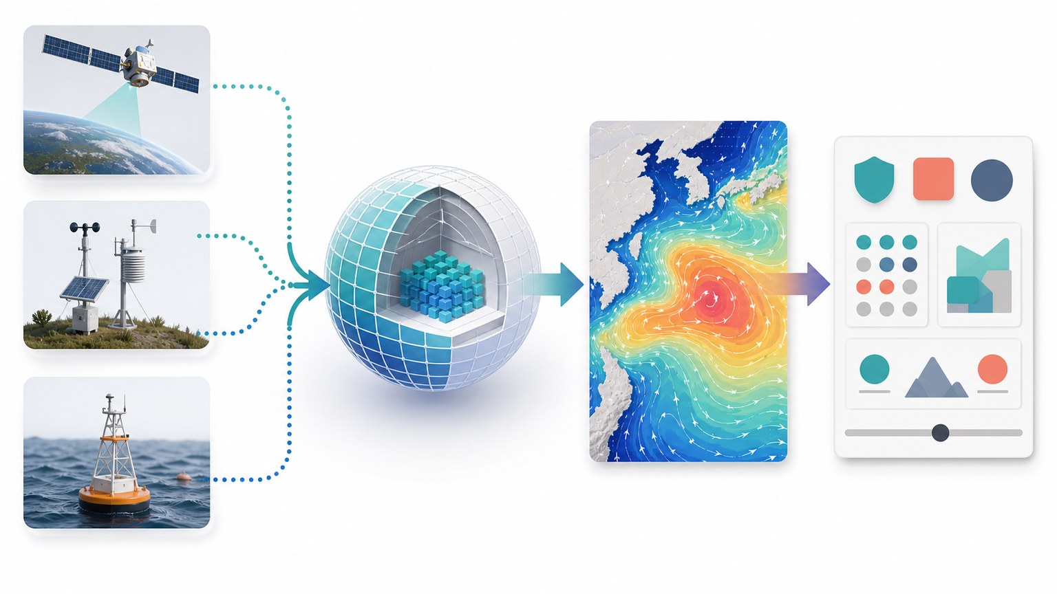 Climate model data pipeline Mechanism Diagram example generated for a scientific mechanism figure page