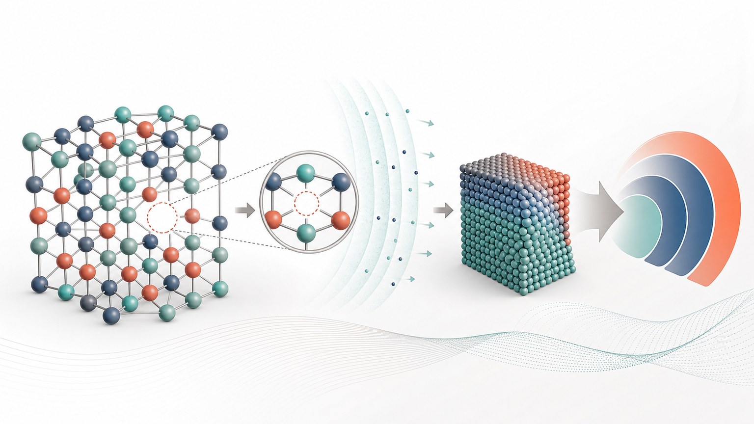 Crystal structure-property relationship Mechanism Diagram example generated for a scientific mechanism figure page