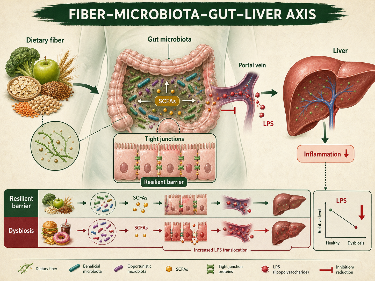 Gut–liver axis Mechanism Diagram example generated for a scientific mechanism figure page