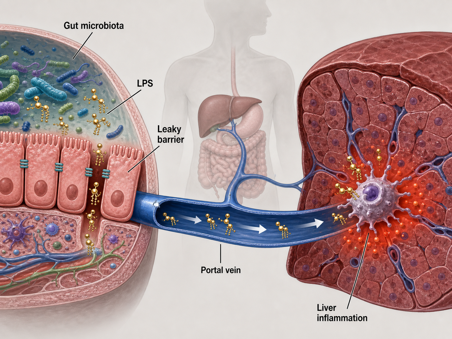 Gut-Liver Axis Mechanism Diagram example generated for a scientific mechanism figure page