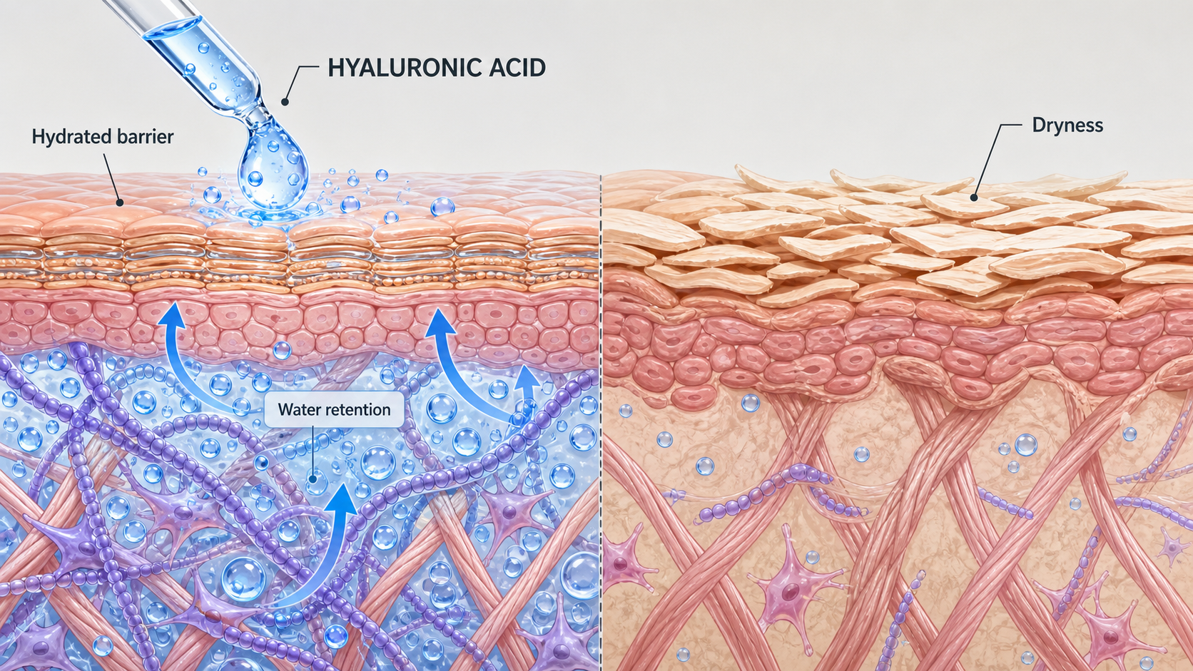 Hyaluronic Acid Hydration Mechanism Diagram example generated for a scientific mechanism figure page
