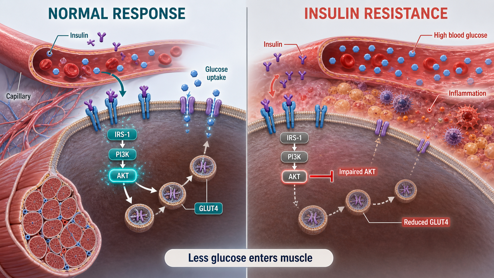 Insulin resistance Mechanism Diagram example generated for a scientific mechanism figure page