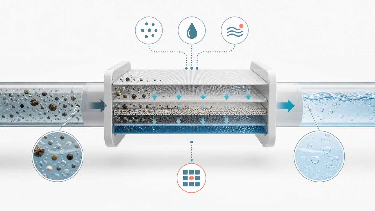 Membrane water treatment Mechanism Diagram example generated for a scientific mechanism figure page