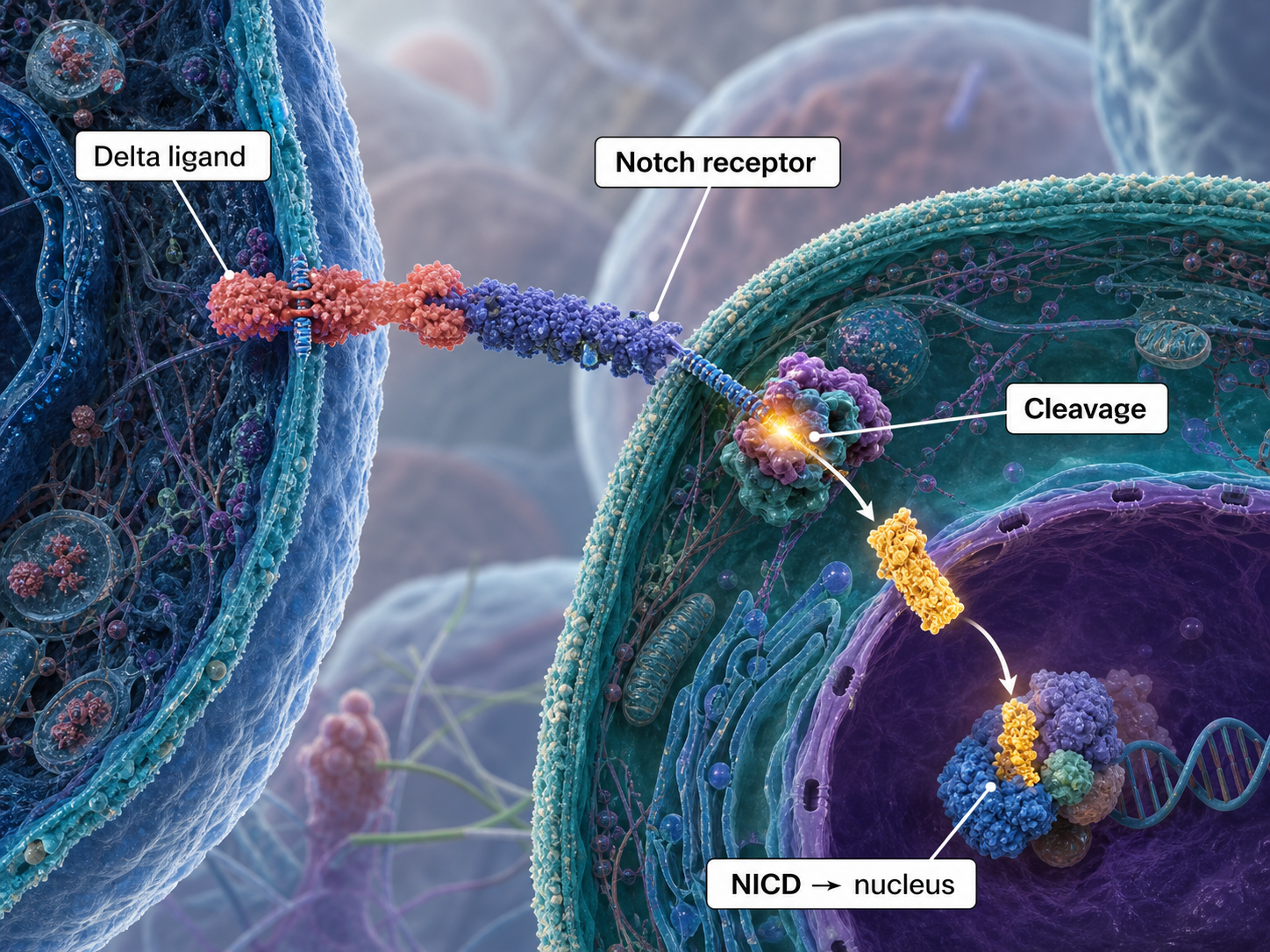 Notch signaling Mechanism Diagram example generated for a scientific mechanism figure page
