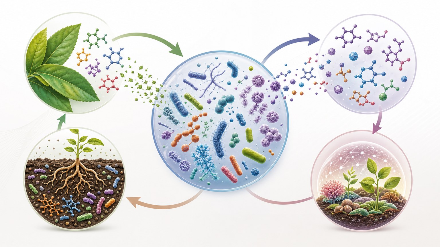 Plant polyphenol microbiome conversion Mechanism Diagram example generated for a scientific mechanism figure page