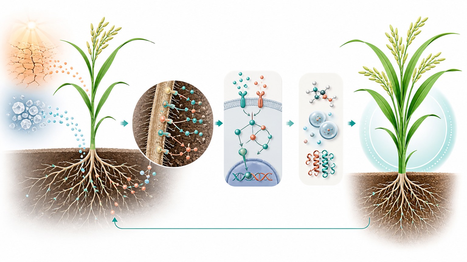 Plant stress resilience mechanism example generated for a scientific mechanism figure page