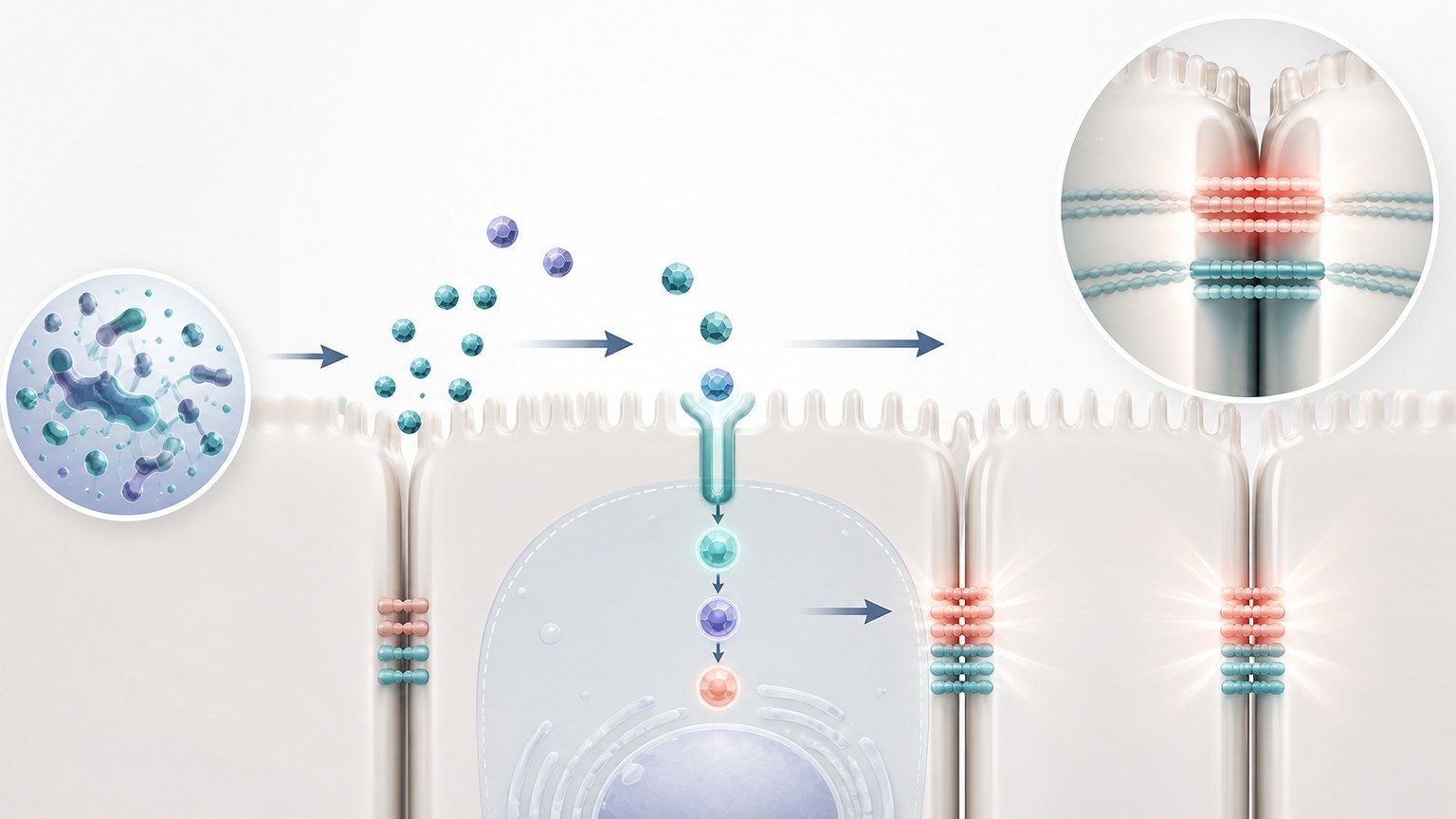 Postbiotic barrier signaling Mechanism Diagram example generated for a scientific mechanism figure page